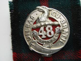 Canada Ww1 Militia Cap Badge The 48th Regiment (highlanders) Silver Plate Ellis