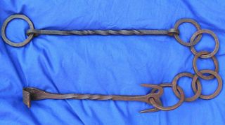 18th Century French Wrought Iron Hearth Chain Circa 1800