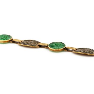 Antique Vintage Art Deco 14k Gold Chinese Carved Imperial Jadeite Jade Bracelet 3