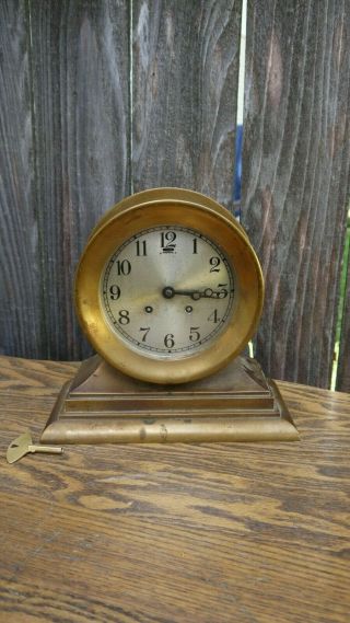 Antique Bronze Chelsea Boston Clock Co.  Ships Strike Mantle Clock Running Proje