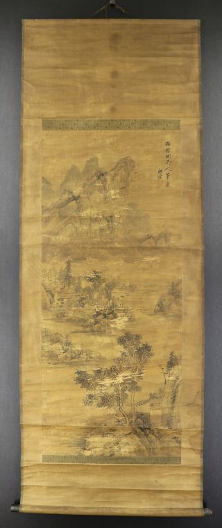 JAPANESE HANGING SCROLL ART Painting Sansui Landscape Asian antique E6933 2