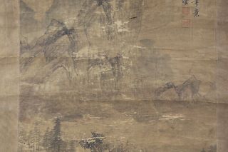 JAPANESE HANGING SCROLL ART Painting Sansui Landscape Asian antique E6933 4