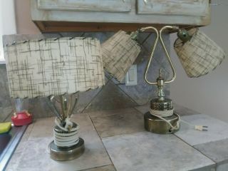 2 Vintage Retro Mid Century Brass Finish Table Lamps