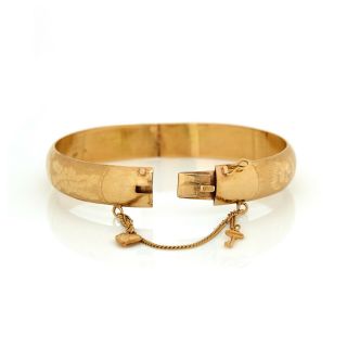 Antique Vintage Deco 18k Gold Sweetheart Charm Wedding Hinged Bangle Bracelet 4