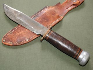 Us Army Aaf Ww2 Pilot Camillus Survival Knife,  Scabbard Vtg Fixed Blade Rare