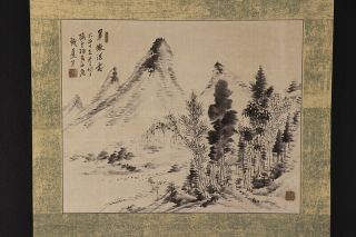Japanese Hanging Scroll Art Painting Sansui Landscape Kusao Tessho E7506
