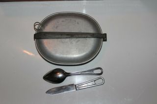 Wwi Ww1 Us U.  S.  Mess Kit,  Army,  Military,  Dated,  1918,  Complete Spoon And Knife