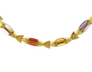 Cleto Munari 18K Gold Gemstone Diamond Fish Necklace 2