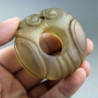 2.  4  China Hongshan Culture Old Agate Chinese Hand - Carved Old Jade Pendant 2047