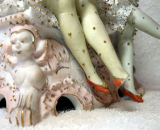 A Antique German Bisque Porcelain Lace Group Figurine 6