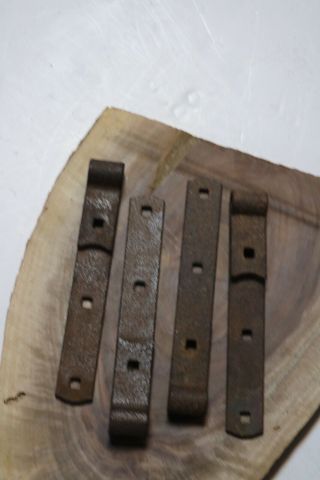 4 Vintage Iron 8” Farm Barn Door / Gate Strap Hinges Matching Set Of
