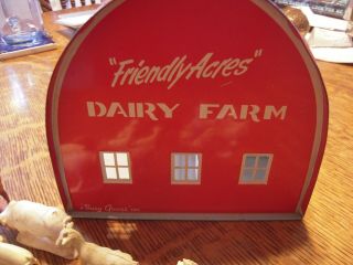 Vintage Susy Goose Toys Friendly Acres Dairy Farm Tin Barn Rubber Animals 6