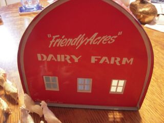 Vintage Susy Goose Toys Friendly Acres Dairy Farm Tin Barn Rubber Animals 8