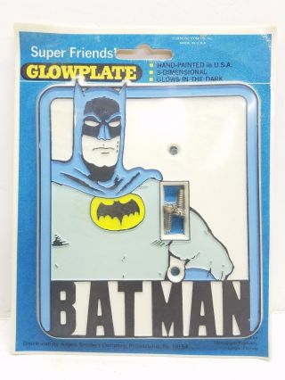Vtg Batman 1976 Glow In The Dark Light Switch Plate Cover Dc Comics Hero