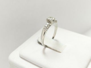 Vintage 14k White Gold Round Brilliant Diamond 1/3ct Ring 5