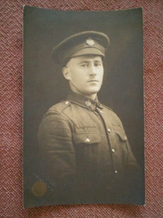 Ww1 Cef Canadian Photo Postcard Of British Columbia Depot Battalion Soldier