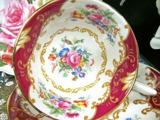 ROYAL ALBERT tea cup and saucer Canterbury red rose floral teacup ROSE TALL 6