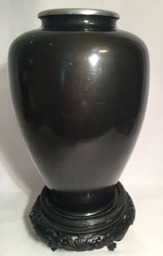 Antique/Vintage Japanese Bronze Vase Gold Mixed Metal Flower Bird Signed 3