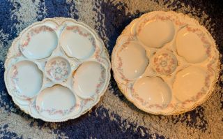 Set Of 2 Antique Theodore Haviland Limoges France Oyster Plate 6 wells 2