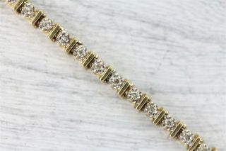 Vintage 14k Yellow Gold Diamond Bracelet Tennis Link Line Luxury 7 " N5938