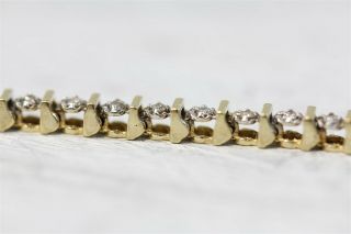 Vintage 14K Yellow Gold Diamond Bracelet Tennis Link Line Luxury 7 