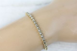 Vintage 14K Yellow Gold Diamond Bracelet Tennis Link Line Luxury 7 