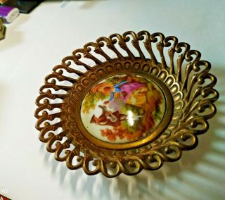 Antique Bronze Bowl in bronze w/ Limoges handPainted Porcelain - BARBEITOS 2