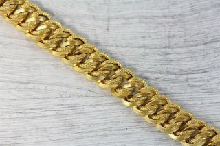 Antique 14k Yellow Gold 10.  3mm Bracelet Link Embossed Luxury Chain 7.  5 " N5933