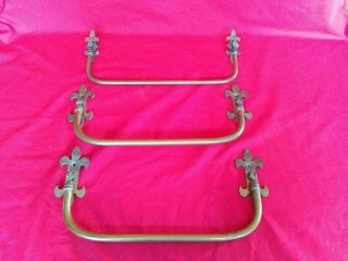 3 X Vintage Or Antique Brass Towel Rails Holders Wall Mounted Bars Brackets ???