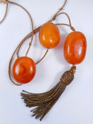 Vtg Antique Egg Yolk Butterscotch AMBER Bead Necklace Baltic or Chinese? 11