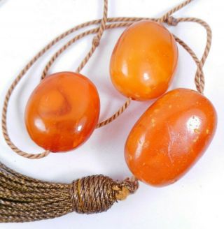 Vtg Antique Egg Yolk Butterscotch Amber Bead Necklace Baltic Or Chinese?