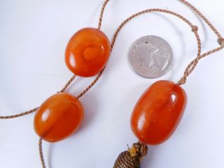 Vtg Antique Egg Yolk Butterscotch AMBER Bead Necklace Baltic or Chinese? 8