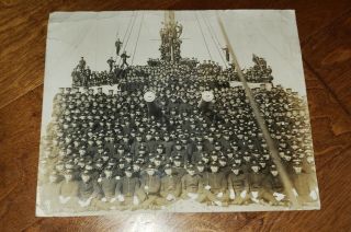 Extremely Big Rare Ww2 Japanese Photo Of Entire Navy Crew Collectible