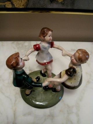 Exquisite Rare Augarten Wien Porcelain Figurine Children Playing Girls Boy