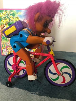 RARE Vintage 90s Fairy - Tale Trolls Doll Battery Powered Toy Bike 3