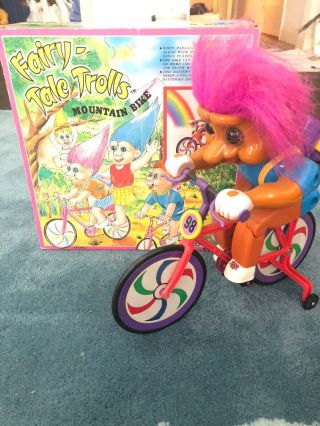 RARE Vintage 90s Fairy - Tale Trolls Doll Battery Powered Toy Bike 5