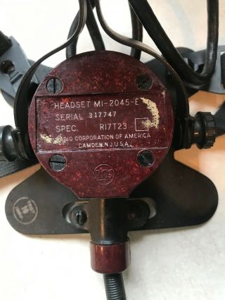 Vintage WWII RCA US Military Naval HEADSET W/ MIC MI - 2045 - E Deck Talker A2 2