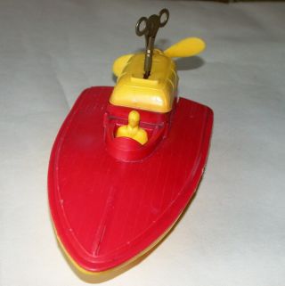 Vintage Tudor Rose Clockwork Wind Up Plastic Speed Boat Power Boat 4