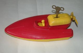 Vintage Tudor Rose Clockwork Wind Up Plastic Speed Boat Power Boat 5