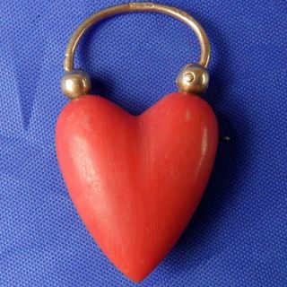 Stunning Antique Victorian 9ct Gold Coral Chunky Love Heart Clasp For Bracelet