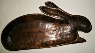 Vintage Hand Carved Wood Bunny Rabbit Tray 20 " X 10”