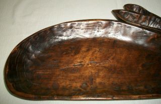 Vintage Hand Carved Wood Bunny Rabbit Tray 20 