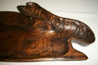 Vintage Hand Carved Wood Bunny Rabbit Tray 20 