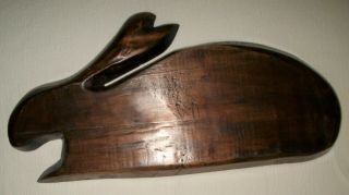 Vintage Hand Carved Wood Bunny Rabbit Tray 20 