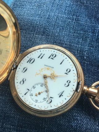 Rare 1902 Waltham Mass Pocket Watch 14k Gold Hunting Case 17j 53mm