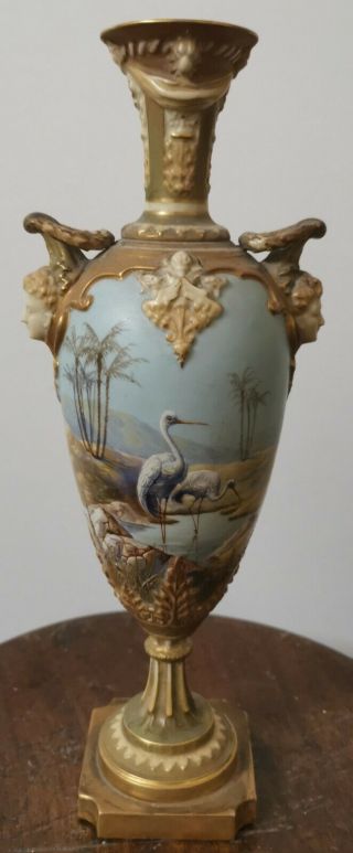 Antique Royal Worcester Hand Painted Vase And Signed W.  Powell.