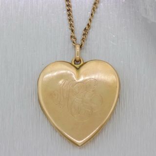 1890 ' s Antique Victorian 14k Yellow Gold Diamond Heart Locket Pendant Necklace 3