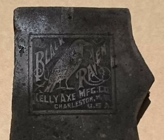 ANTIQUE EMBOSSED RARE KELLY BLACK RAVEN AXE HEAD JERSEY PATTERN AXE 2