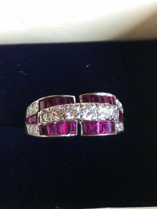 Art Deco Platinum Ruby And Diamond Ring