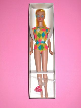 Mattel - Color Magic Barbie Orig Swimsuit - Yellow - Gold Hair - Vintage 1966 NRFB 2